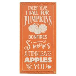 BreeBe - Every Year I Fall Wooden Sign - 9" x 18" - Orange, White