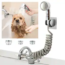 Paradigms Interiors - Sink Faucet Sprayer Attachment Shower Head Attaches To Tub Dog Bathing Hose Set For Laundry Bathroom Kitchen - a-silver