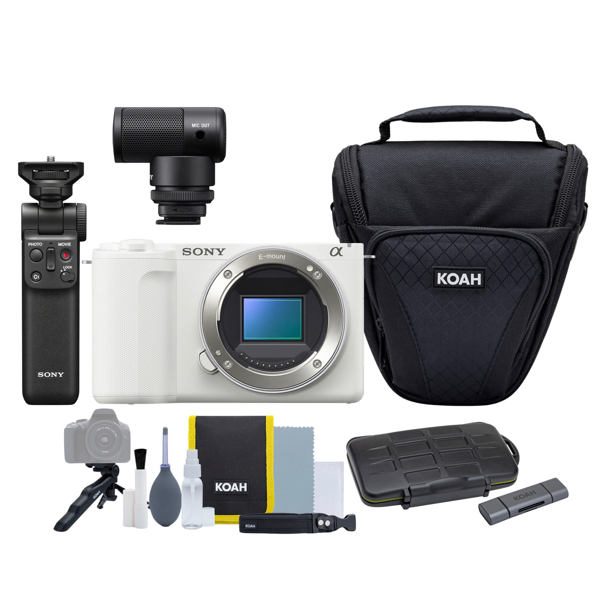 Sony - Alpha ZV E10 II White Camera with APS C Mirrorless Lens Kit Bundle