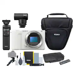 Sony - Alpha ZV E10 II White Camera with APS C Mirrorless Lens Kit Bundle