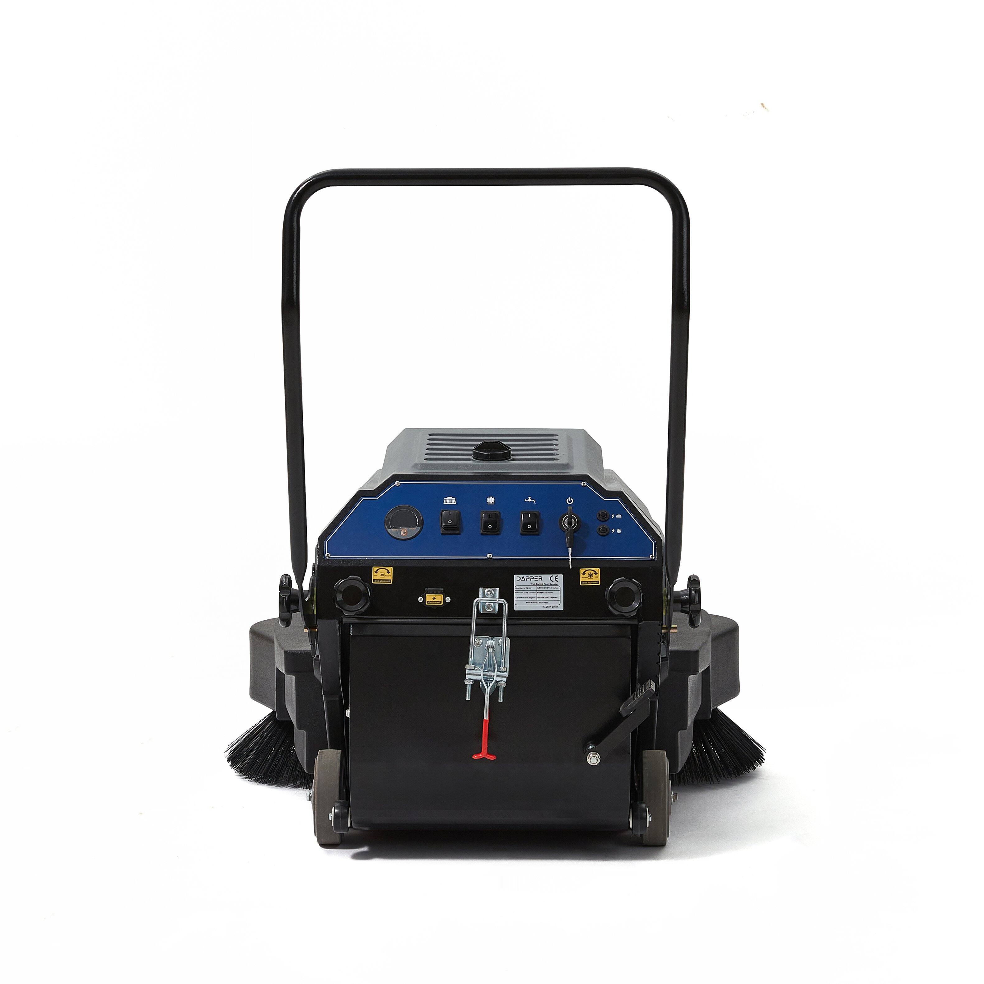 Alt View 6. Dapper Supply - Commercial Walk Behind Battery Floor Sweeper 40in 9 Gal Hopper 26000 Sq Ft/hr 4hr Runtime - Black.