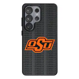 Keyscaper - NCAA - Oklahoma State Cowboys Text Backdrop Galaxy Magnetic Bump Case - S25 - Black