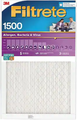Amber Sporting Goods - Filtrete 2001-4-HR 16x25 x 1 in. Ultra Allergen Pleated Furnace Air Filter, Purple, MPR 1500, 3 Months - Quantity 4