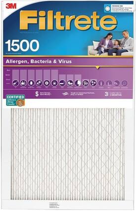 3M REMIND Download Filtrate ME Smart App Scan barcode for change reminder & mobile purchasing
Filtrete 1500
Allergen, Bacteria & Virus
Best Better Good
CERTIFIED asthma & allergy friendly
Save Energy. Save Money.
Tough on Unwanted Particles, Easy on Airflow
Lasts Up to 3 MONTHS