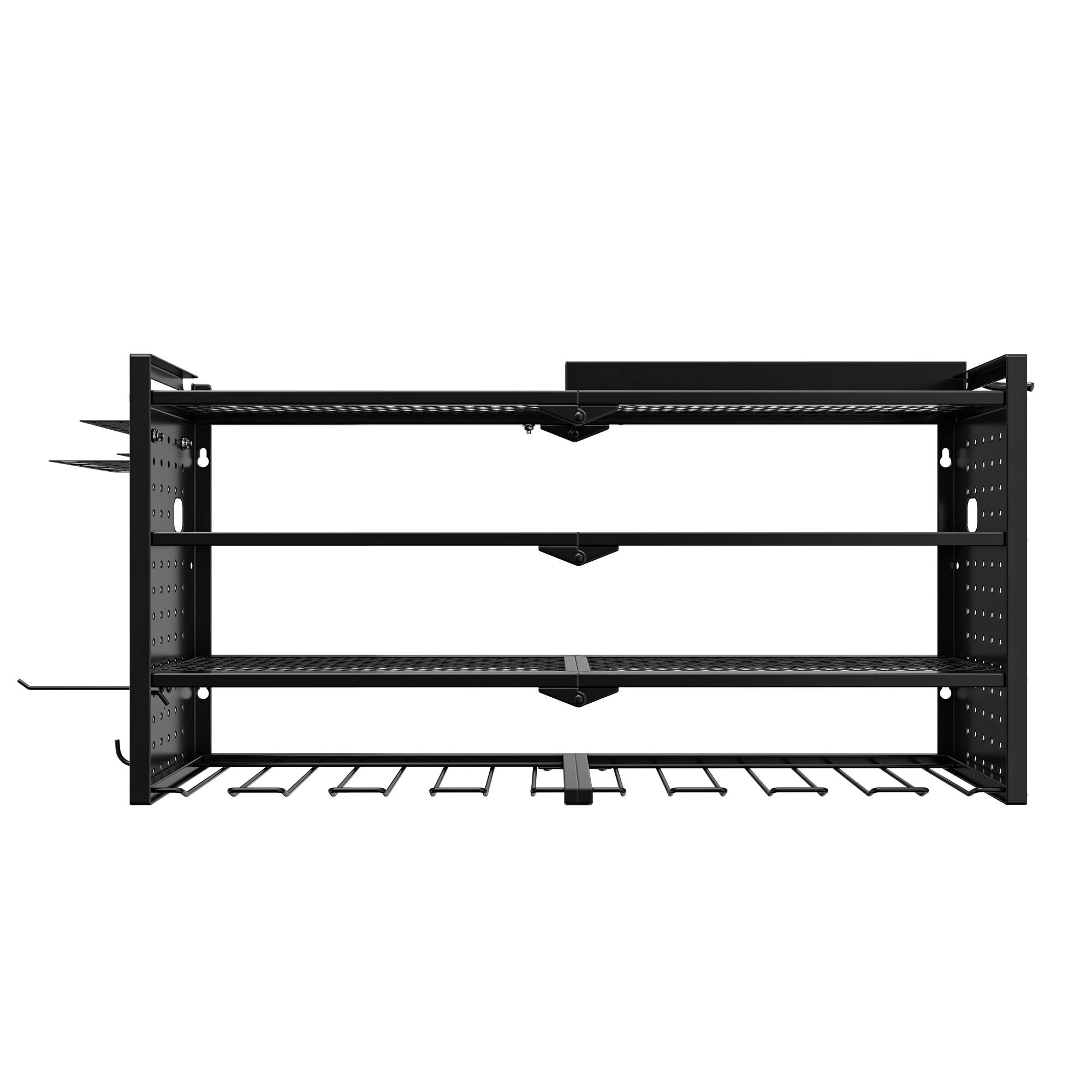 Alt View 5. TinyHomie - 33 in. Wall-Mounted Power Tool Organizer with Charging Station Drill Rack with Hooks and 8-Outlet Holder in Black.