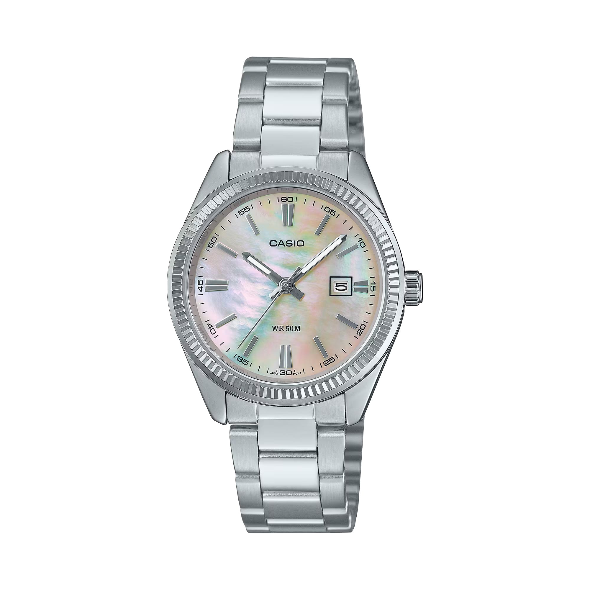 Casio - Women’s Pink Mother of Pearl Stainless Steel Watch - LTP-1302DS-4AVDF - Silver
