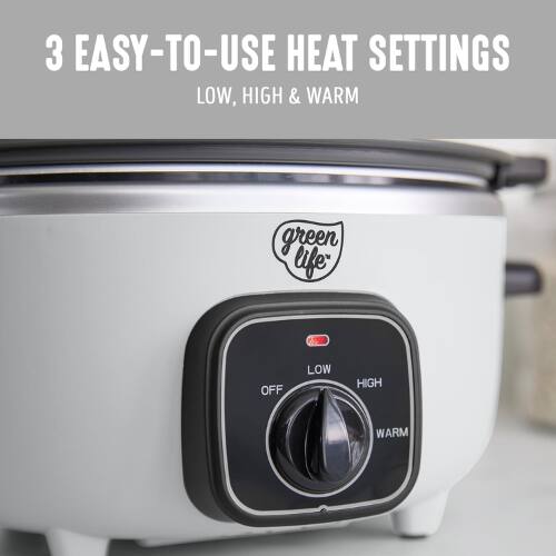 3 EASY-TO-USE HEAT SETTINGS  
LOW, HIGH & WARM  

green life  
55 OFF  
LOW HIGH WARM