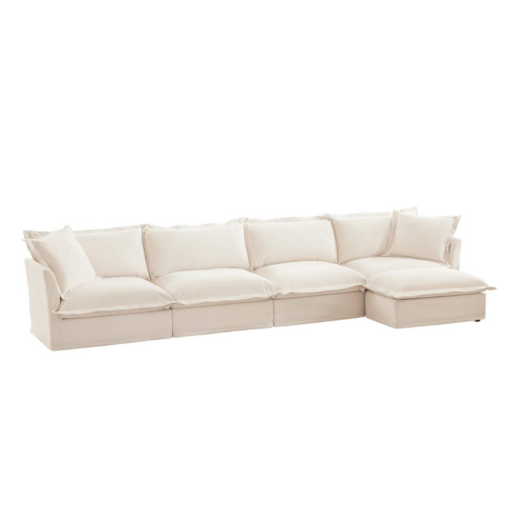 Boyel Living - Slipcovered Chenille 4 Seater Cloud Sofa - Cream