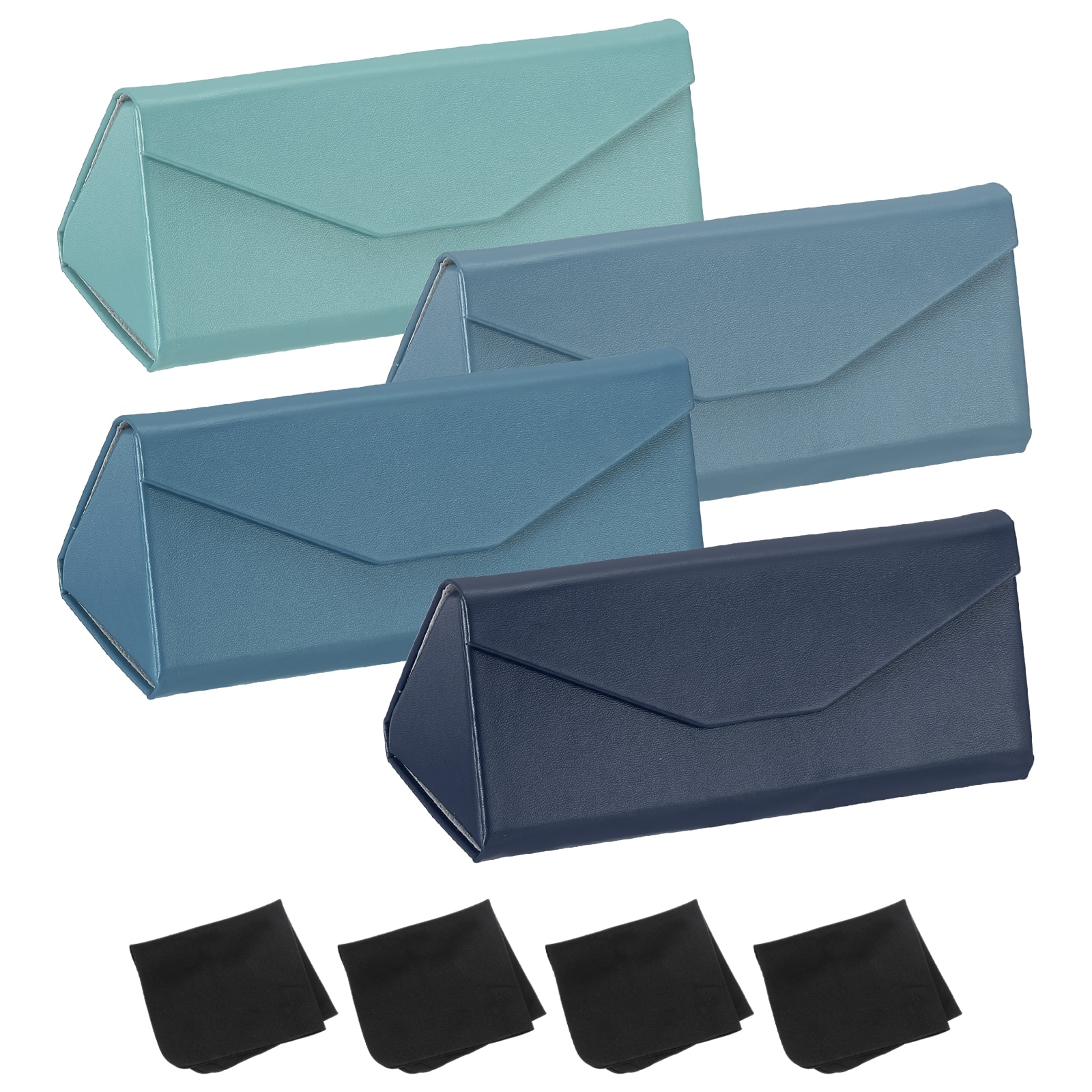 Unique Bargains - 4pcs Foldable Glasses Case, Triangle Magnetic Sunglass Organizer, PU Leather Hard Case w/ Soft Cloth - Deep Blue Tones price history on PriceWatchPro