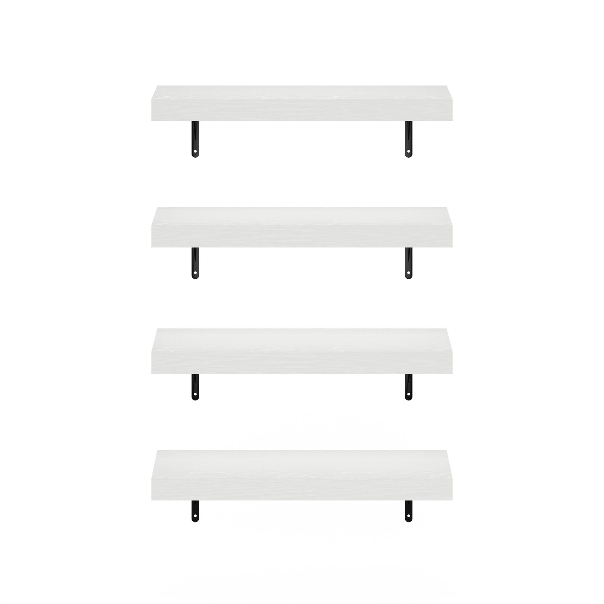 Alt View 2. Furinno - Tanna 22-Inch Wall Mounted Floating Display Shelves, Set of 4 - White Texture.
