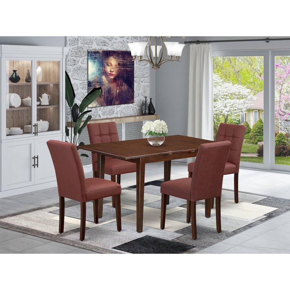 Alt View 8. East West Furniture - 5 Piece Modern Dining Table Set contain A Kitchen Table - Red.