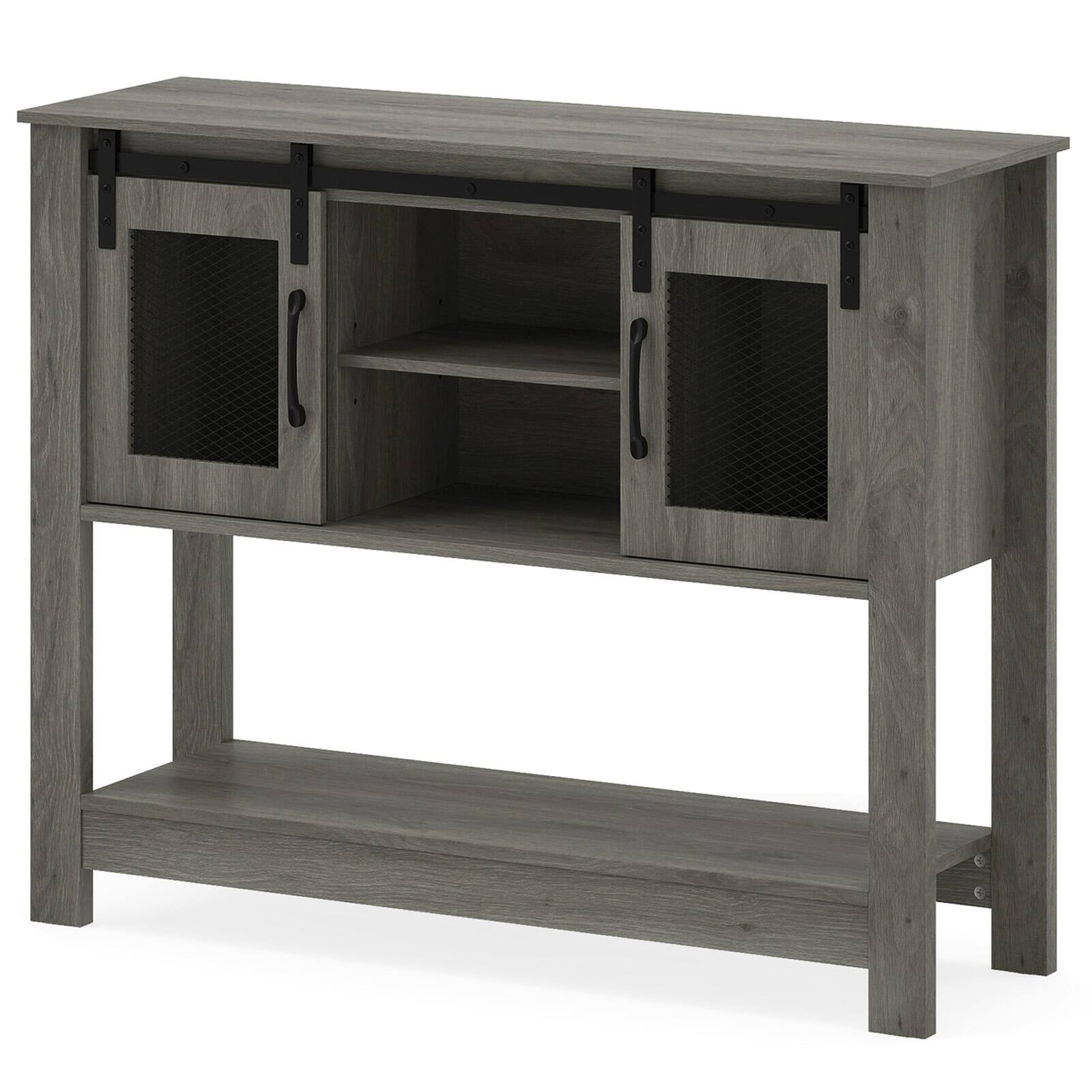 Alt View 9. Gymax - Gymax 40'' Console Table w/ Sliding Barn Doors Storage Cabinets & Adjustable Shelf Gray Oak - Gray.