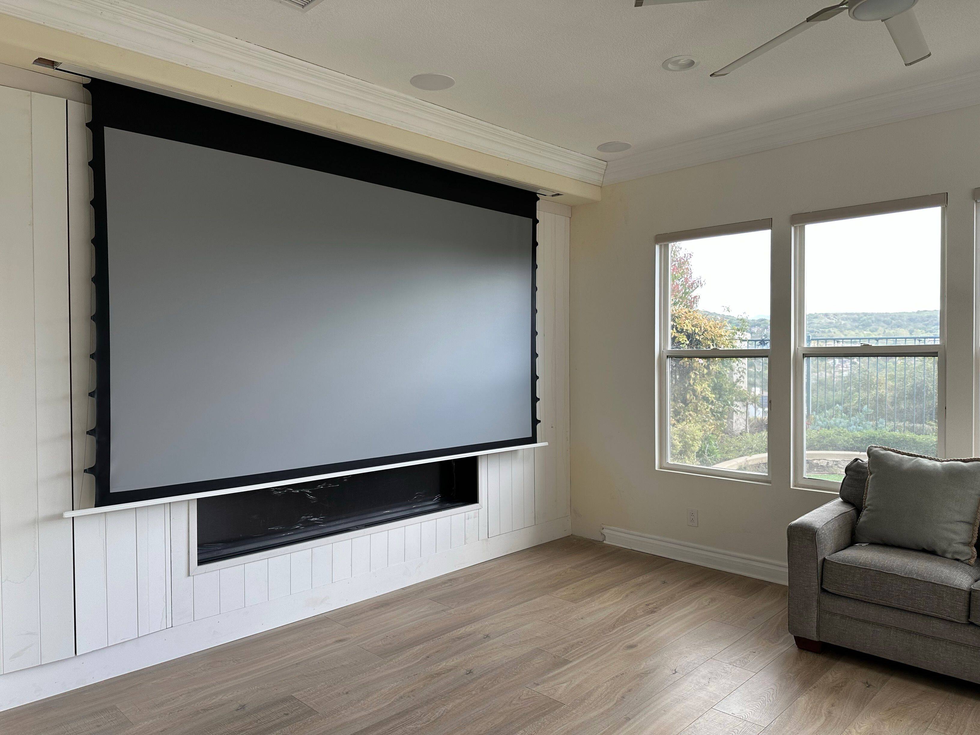 Back. Elite Screens - Evanesce Tab-TensionB CineGrey5D®, 126"Diag,16:9,In-Ceiling Electric Ambient Light Rejecting Screen, ETB126HD5-E10 - White.