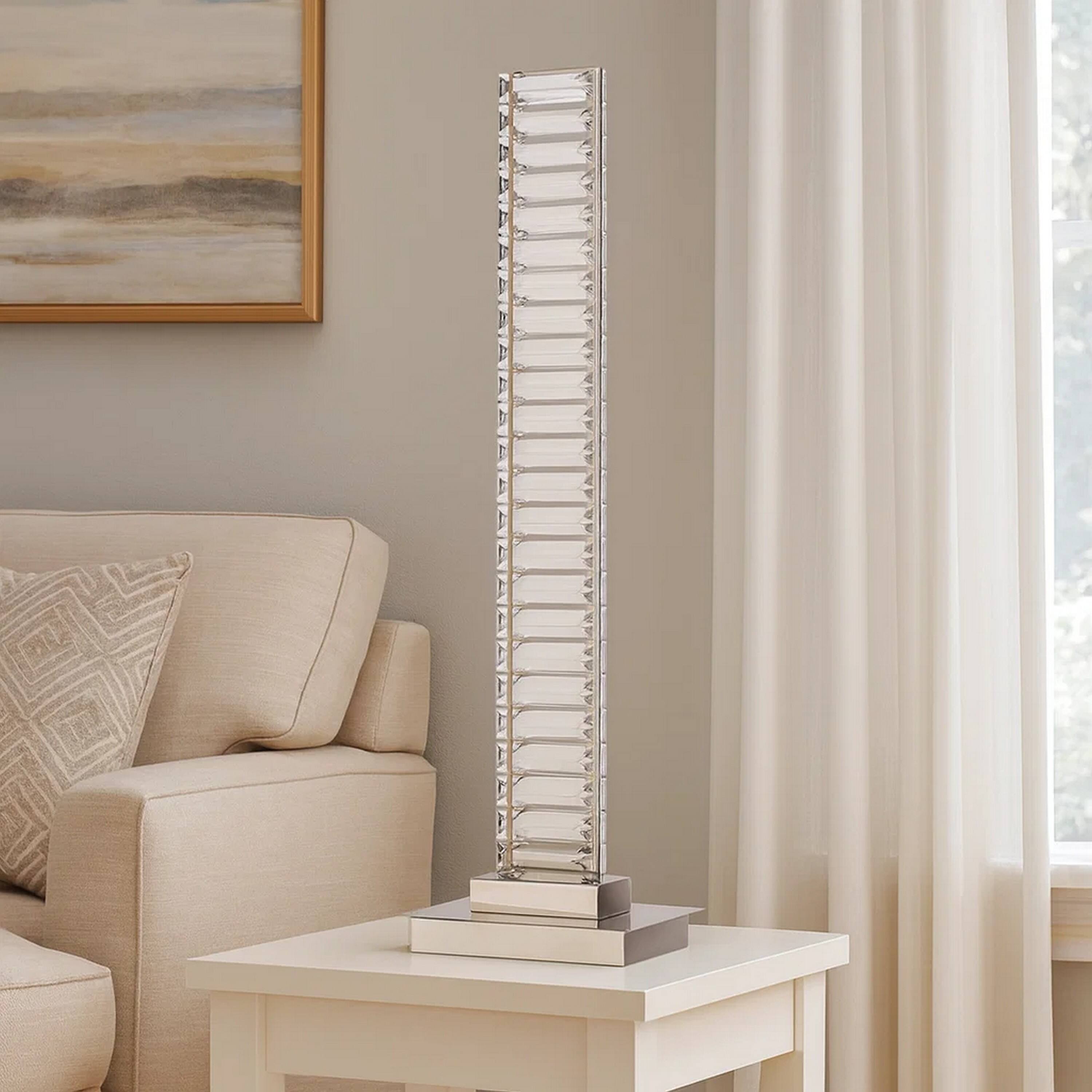 Alt View 2. Manhattan Lane - Lizy 24 Inch Table Lamp with Crystal, LED Metal Frame, Nickel Finish - Nickel.