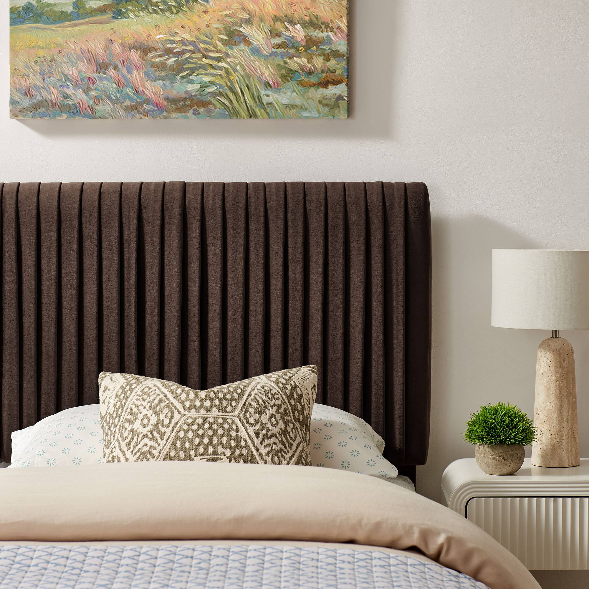 Alt View 1. Modway - Eloise Upholstered Headboard by Modway - Chocolate Brown.