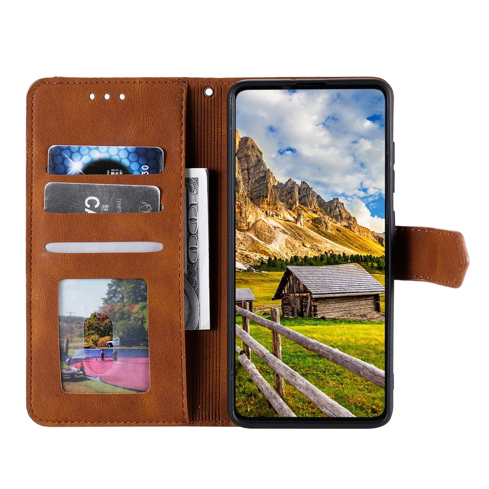 Left. Dteck - Wallet Case for Apple iPhone 17 Pro Max,Vintage PU Leather Flip Card Holder Kickstand Magnetic Closure Phone Cover - Brown.