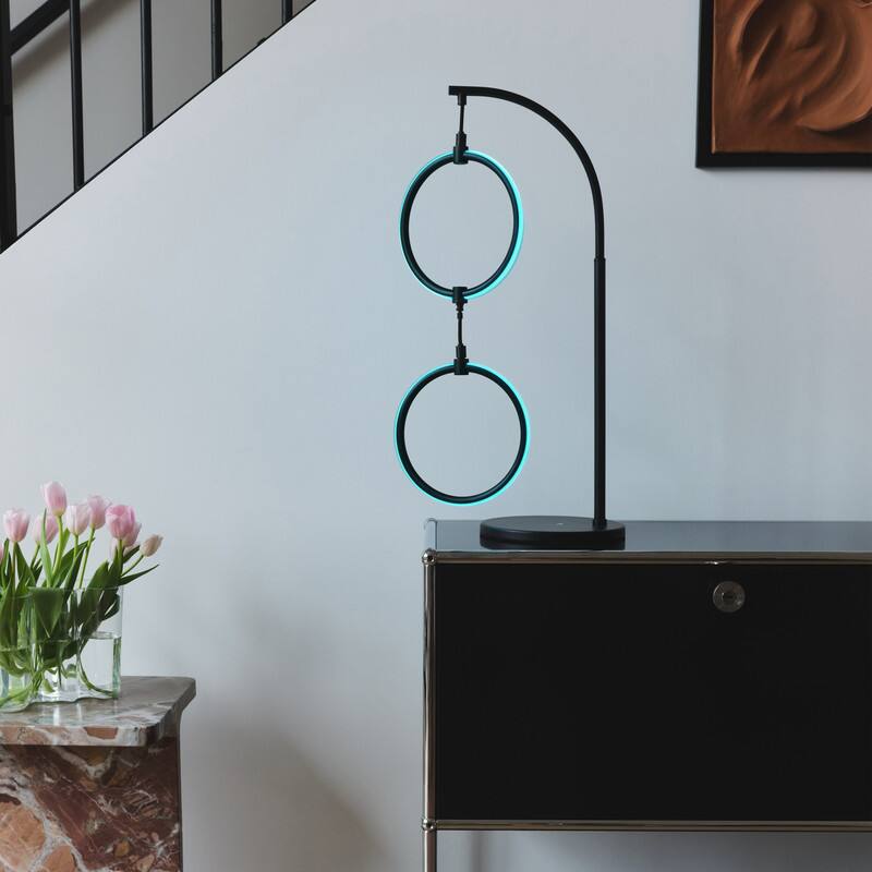 Alt View 5. Brightech - Nova Color RGB LED Modern Industrial Arc Dimmable Bedside Nightstand Desk Lamp - Classic Matte Black.