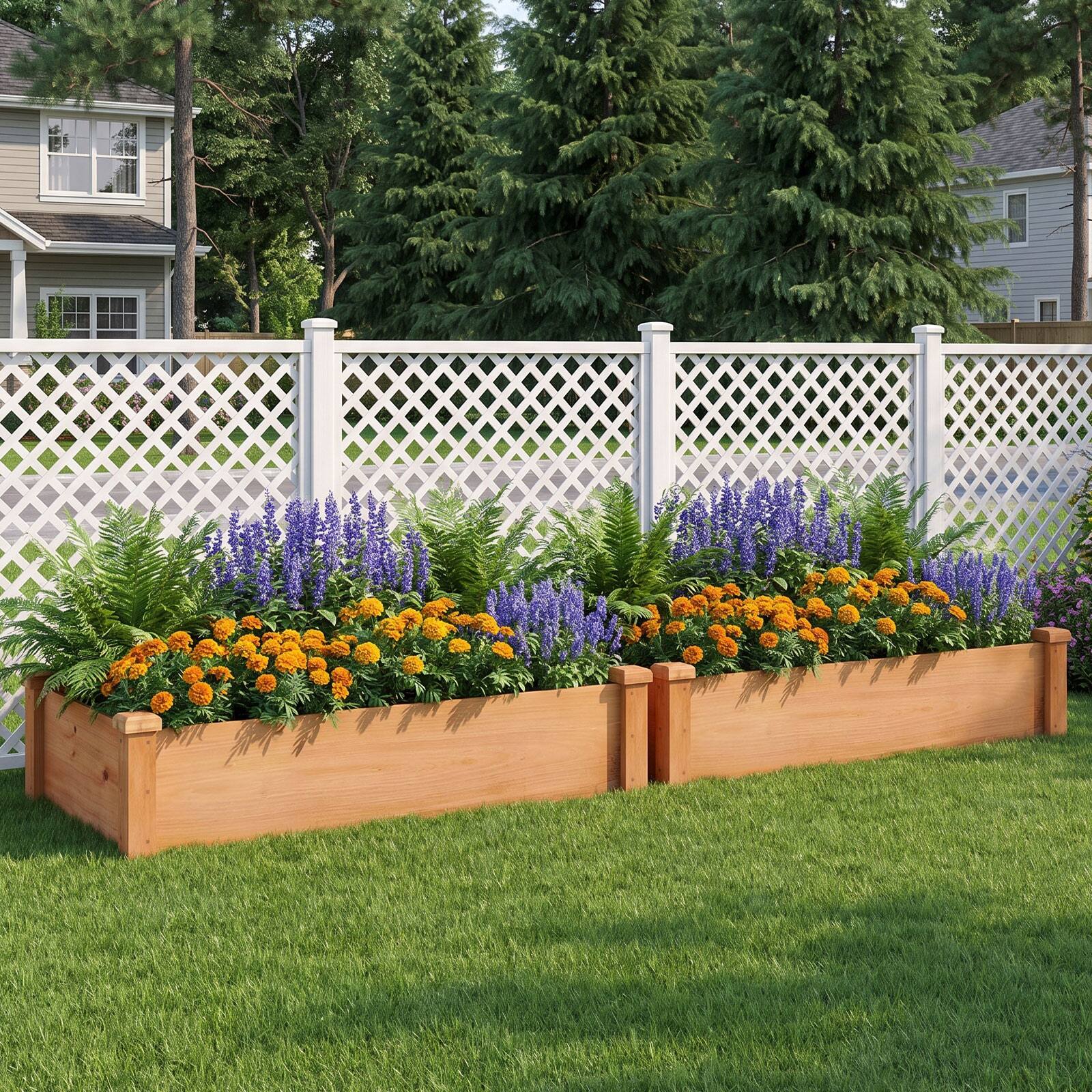 Alt View 3. Costway - Costway Wooden Raised Garden Bed Rectangular Planter Box for Vegetables Fruits Flowers - Orange.