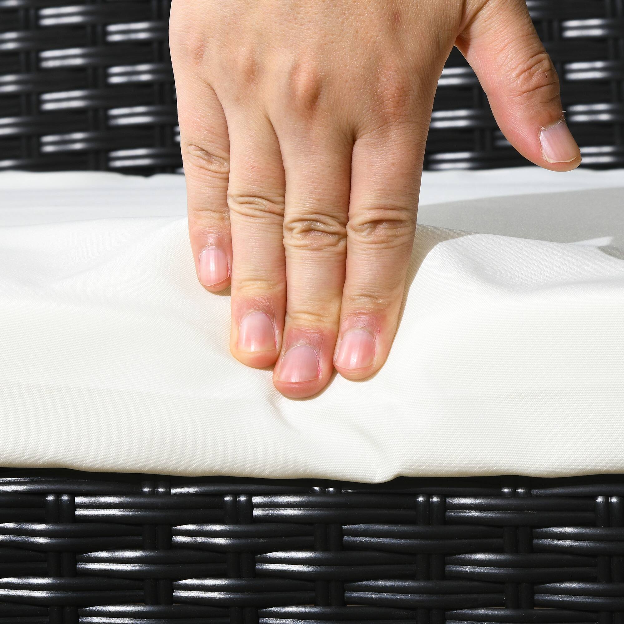 Alt View 8. Outsunny - 4 PE Rattan Outdoor Dining Chairs with Cushions, Patio Wicker Dining Chairs with Backrests for Porch, Deck, Garden - Cream White.