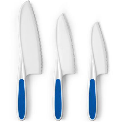 Front. Zulay Kitchen - Zulay Kitchen 3-Piece Kids Knife Set for Real Cooking & Baking - For Toddler Cutting Fruits, Veggies, & Cake - Dark Blue.
