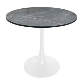 LeisureMod - Bristol 36" Round Contemporary Dining Table - MDF Circular Top & White Metal Pedestal Base for Kitchens - MDF - Black