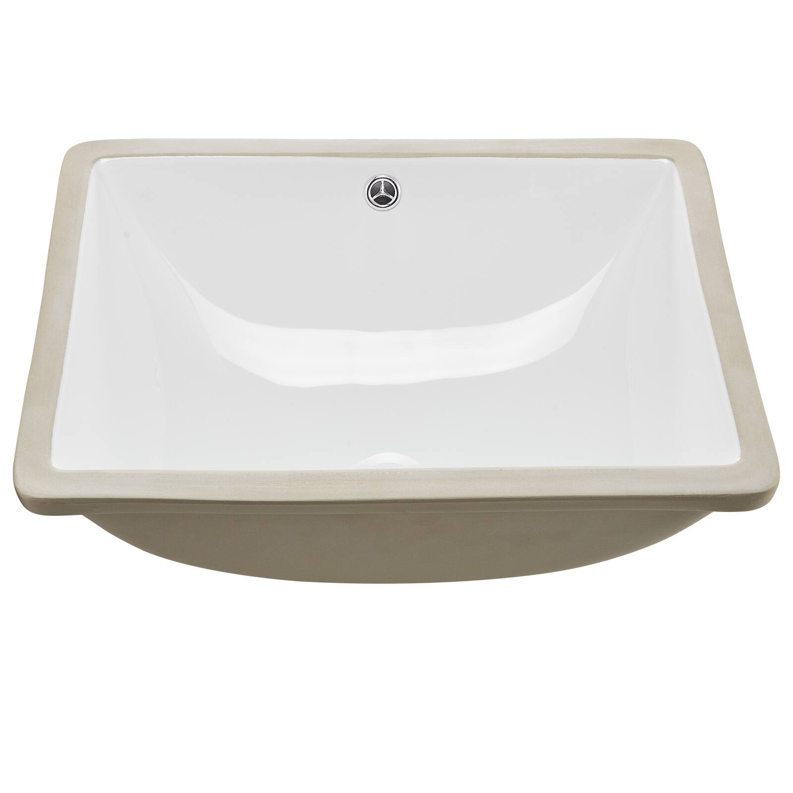 Alt View 5. VEVOR - Undermount Bathroom Sink, 20.28x15.16 In Rectangular White Ceramic Vessel Sink with Overflow Hole, Rectangle Small Space - White.