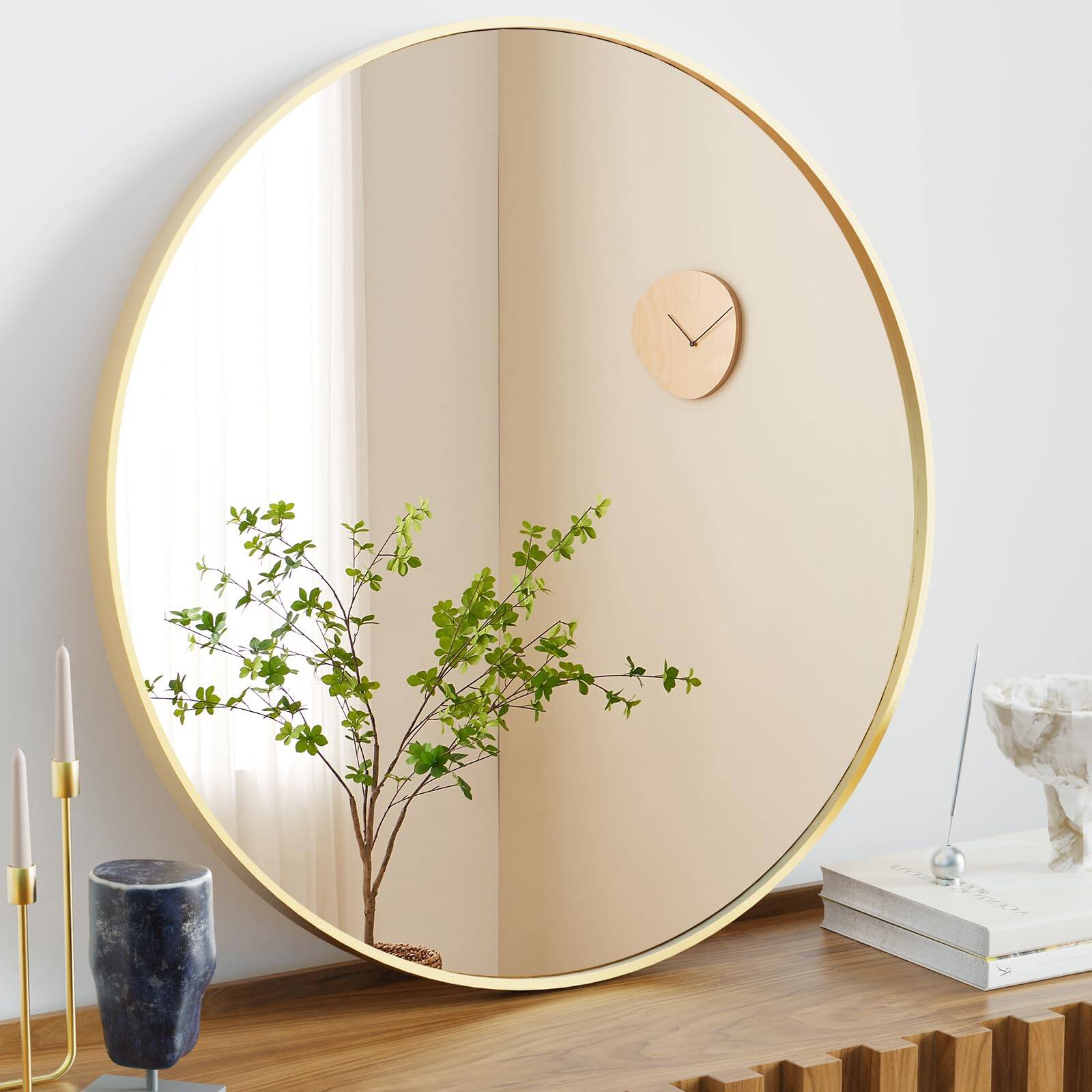 Left. Dazzling Pops - 30in Round Bathroom Mirrors For Wall Over Sink Decor Entryway Bedroom Vanity Classical - Black 30"L x 40"W Rectangle.