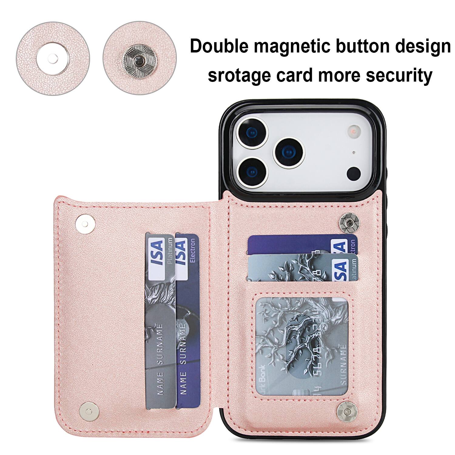 Dteck Wallet Case for Apple iPhone 18 Pro, RFID Blocking Double ...