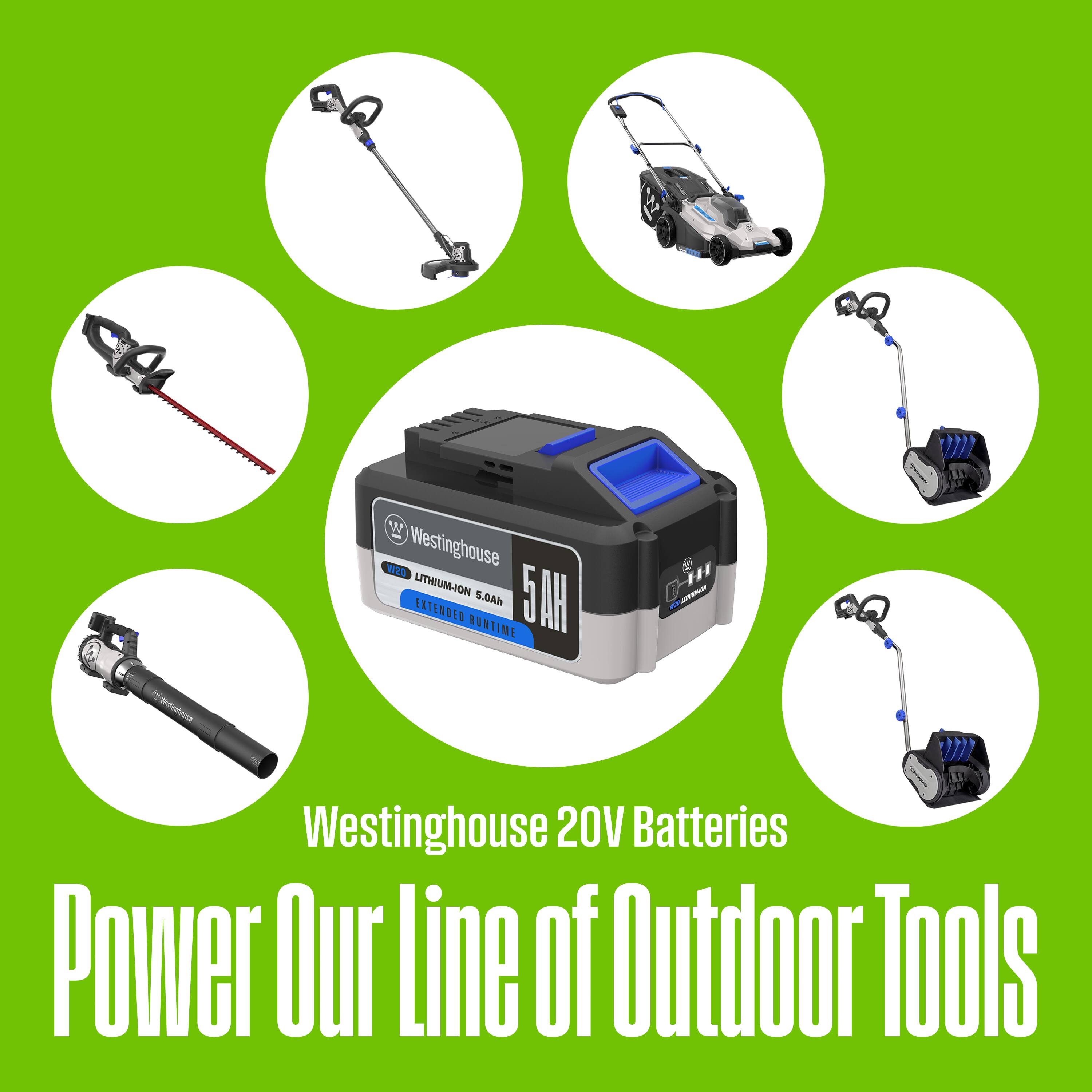 Westinghouse LITHIUM-ION 5.0AH EXTENDED RUNTIME 3 H Westinghouse 20V Batteries Power Our Line of Outdoor Tools
