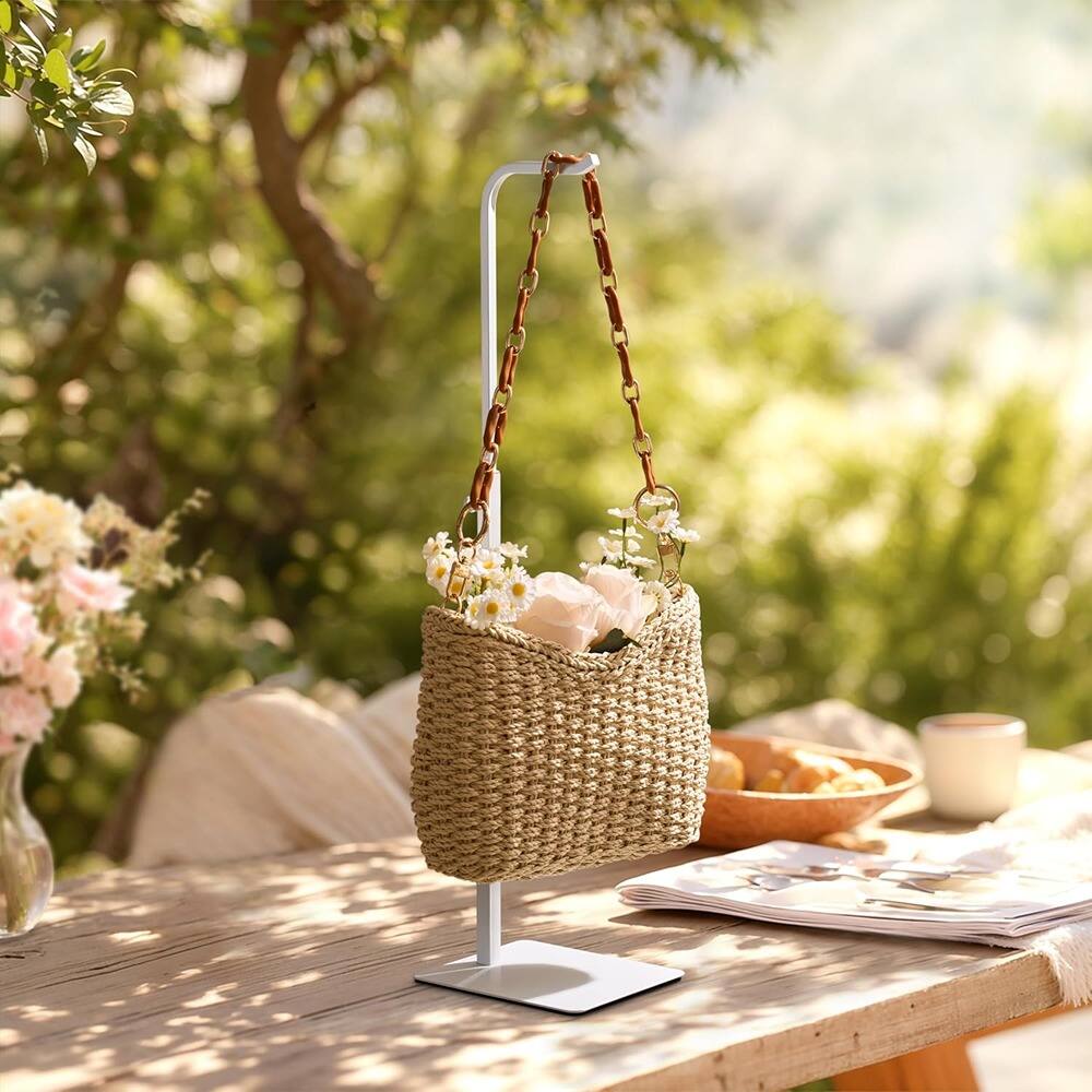 Alt View 1. PARKER SLATER - 3-Pack White Purse Display Stands – Adjustable Hooks for Bags, Purses & Wreaths - White.