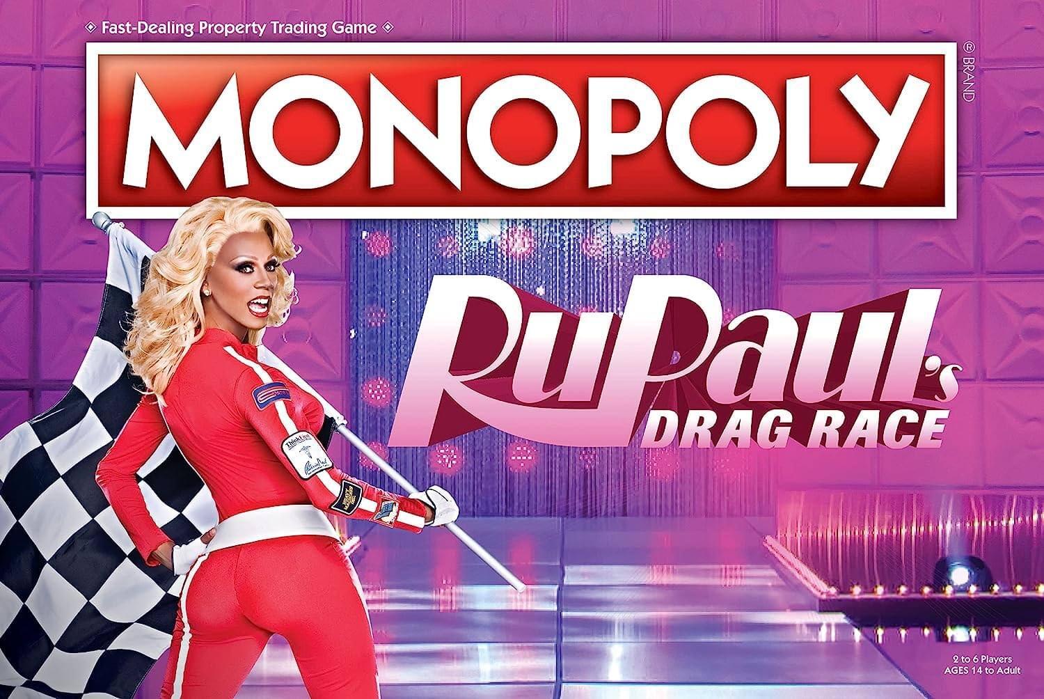 Fast-Dealing Property Trading Game  
MONOPOLY  
RuPaul's Drag Race  
2 to 6 Players  
AGES 14 to Adult