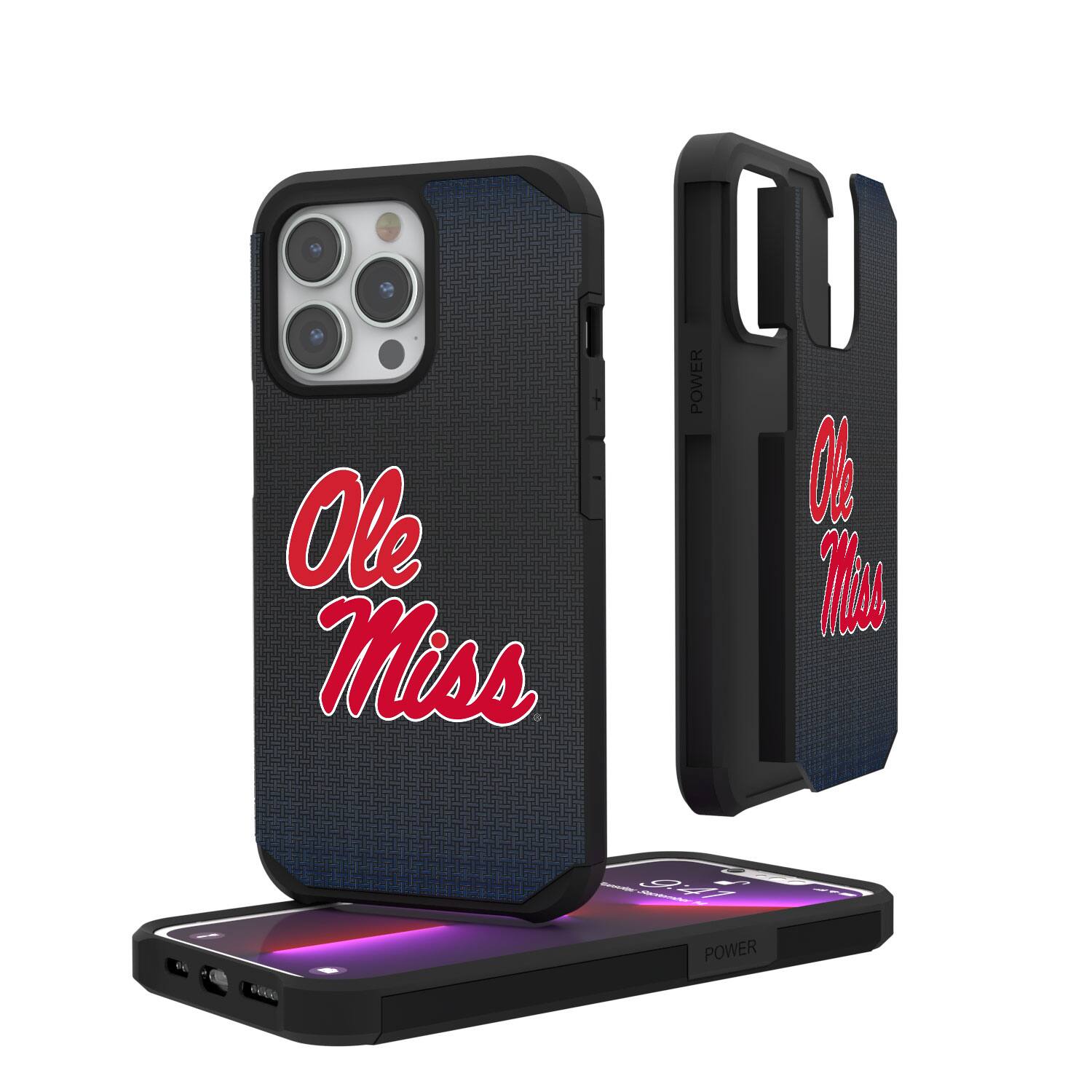 Keyscaper - NCAA - Ole Miss Rebels Linen Logo iPhone Rugged Case - 13 Pro - Black price history on PriceWatchPro
