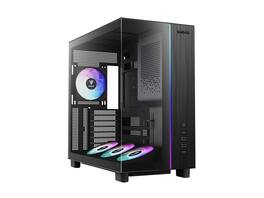 GAMDIAS - ATLAS M4 pc case ATX 4x120mm PWM ARGB fans, adjustable angle lower fan mount, Front-Mounted PSU Design - Black