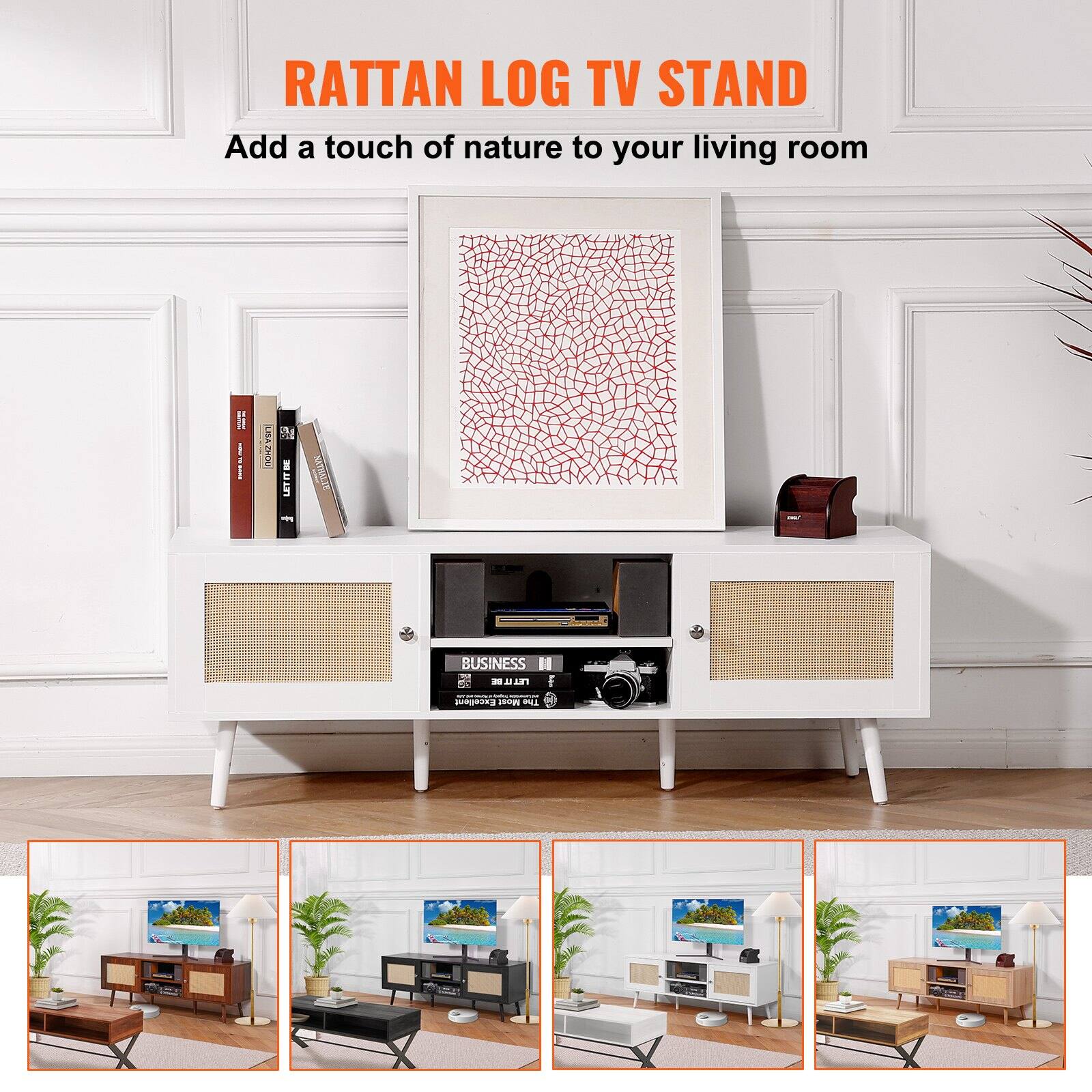 RATTAN LOG TV STAND  
Add a touch of nature to your living room