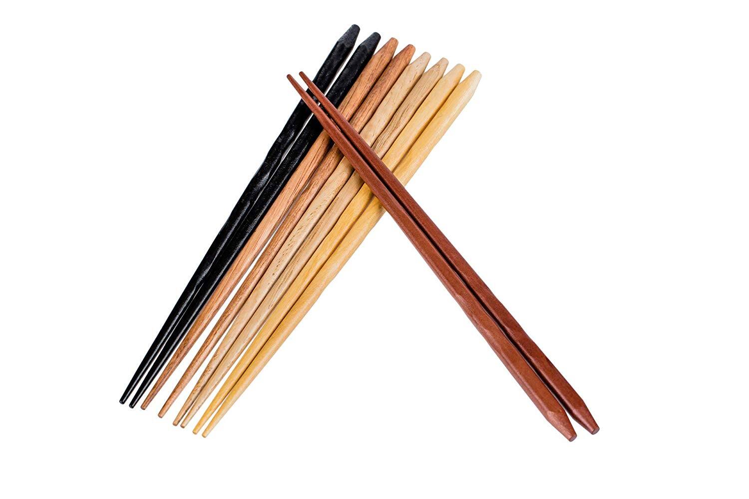 Angle. Heim Concept - Heim Concept 5 Pair Organic Traditional Hardwood Japanese Reusable Chopsticks - Brown.