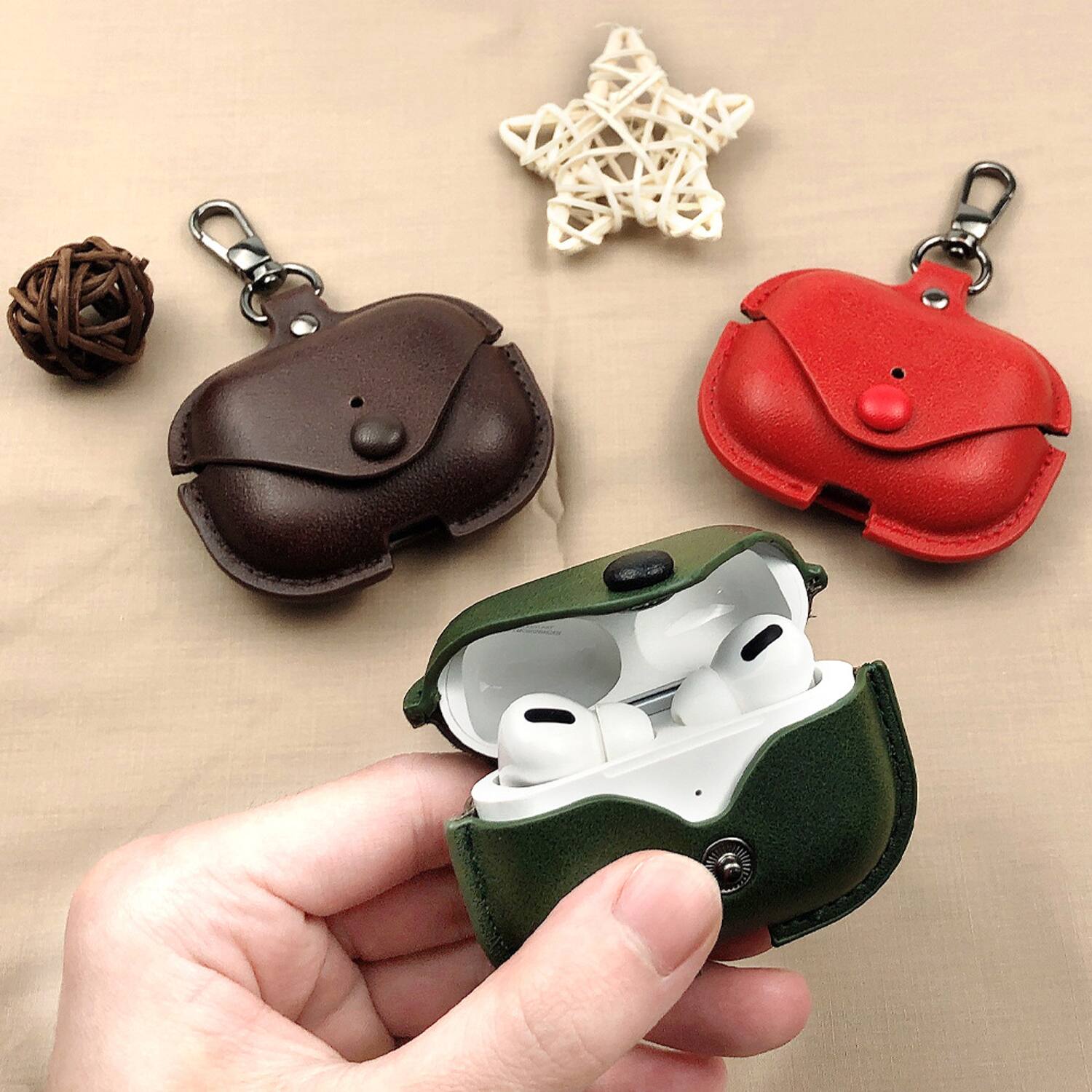 Alt View 4. Dteck - Slim Faux Leather Earbuds Case for AirPods Pro 3rd Gen (2025) with Keychain,Business Dustproof Earphone Protective Cover - Darkbrown.