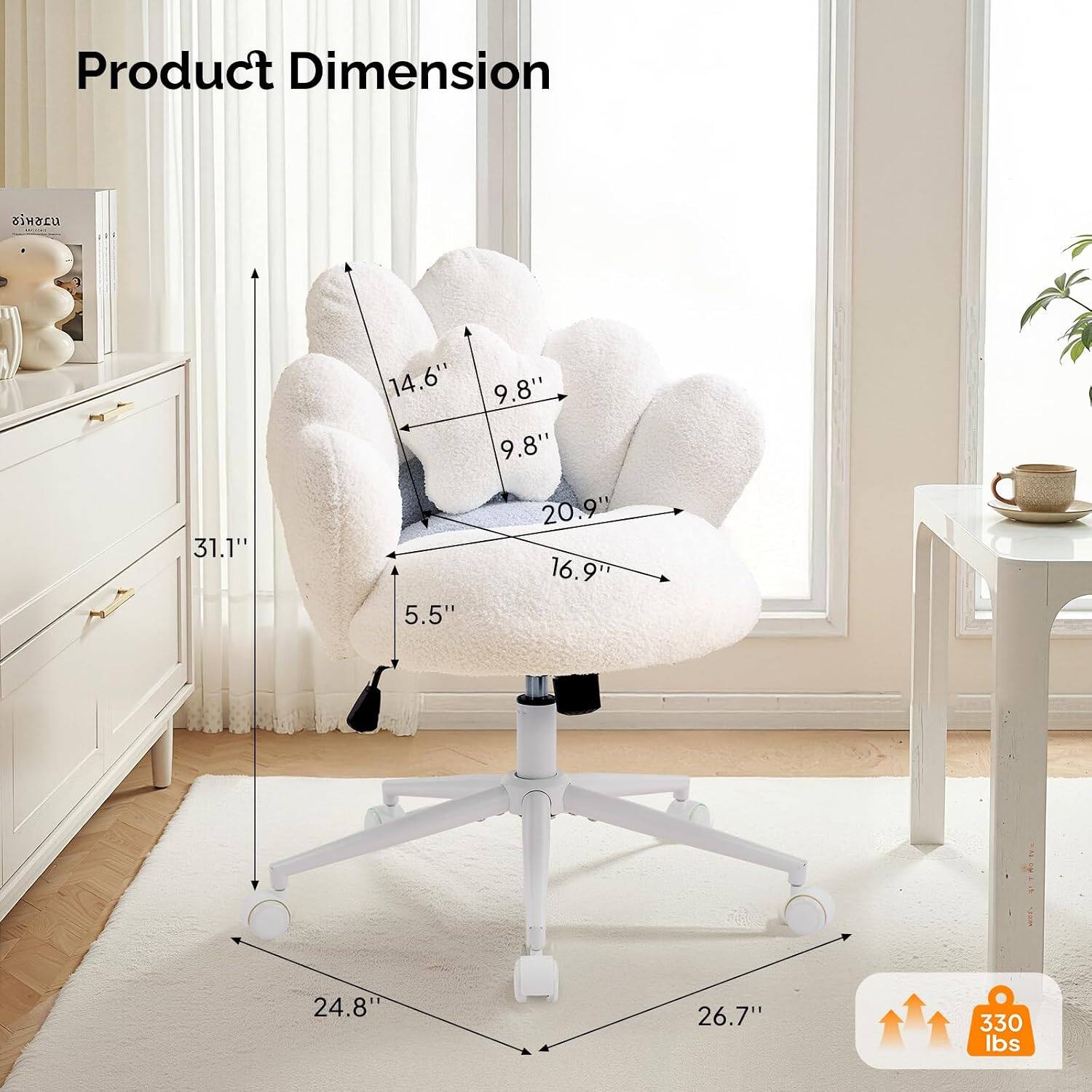 Product Dimension: 31.1" x 14.6" x 9.8" x 9.8" x 20.9" x 16.9" x 5.5" x 24.8" x 26.7"  
Weight Capacity: 330 lbs