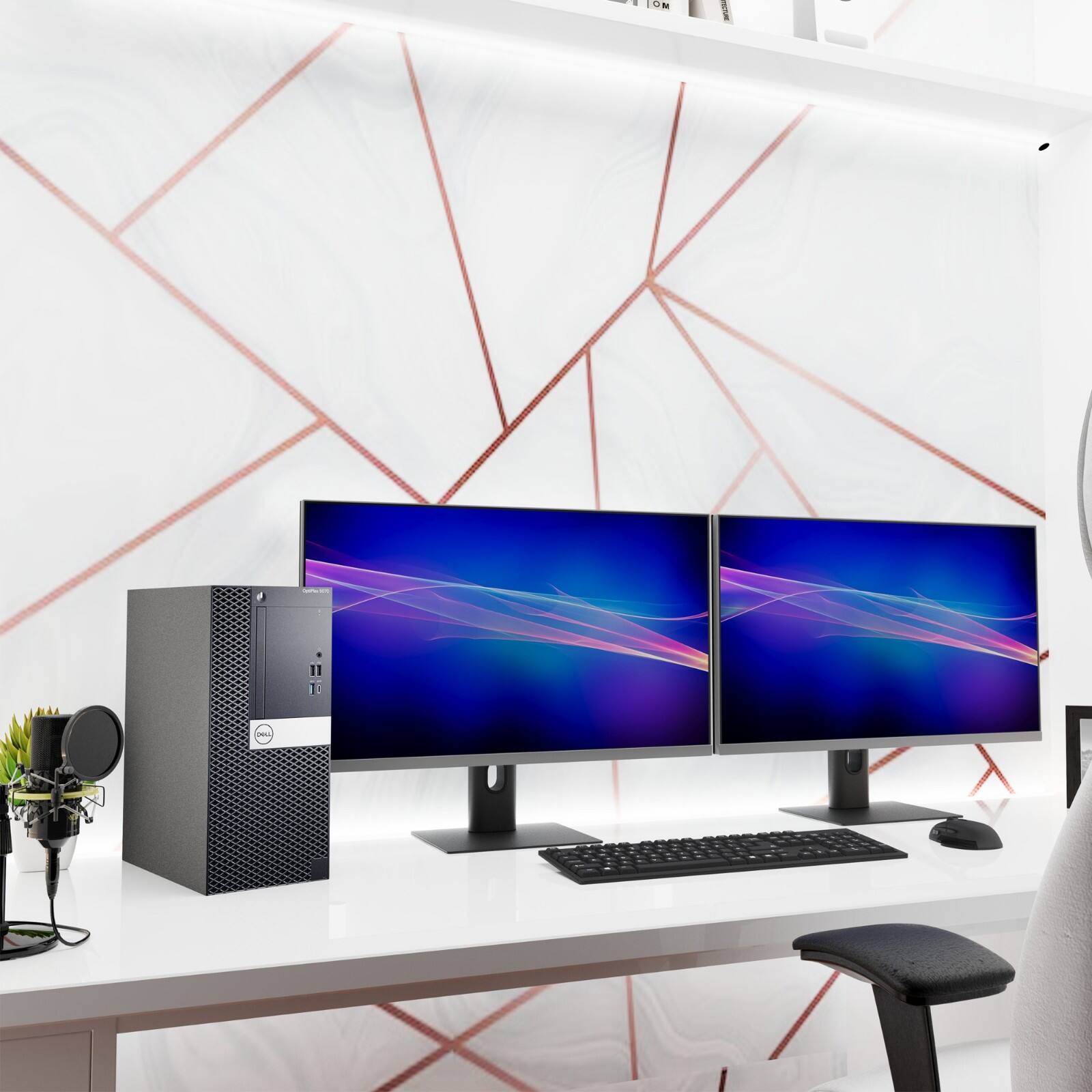 Alt View 2. Dell - OptiPlex Tower Desktop PC | Intel Core i5-9th 3.0GHz | 16GB DDR4 RAM | 512GB SSD | Used 24" LED | Wi-Fi | Windows 11.