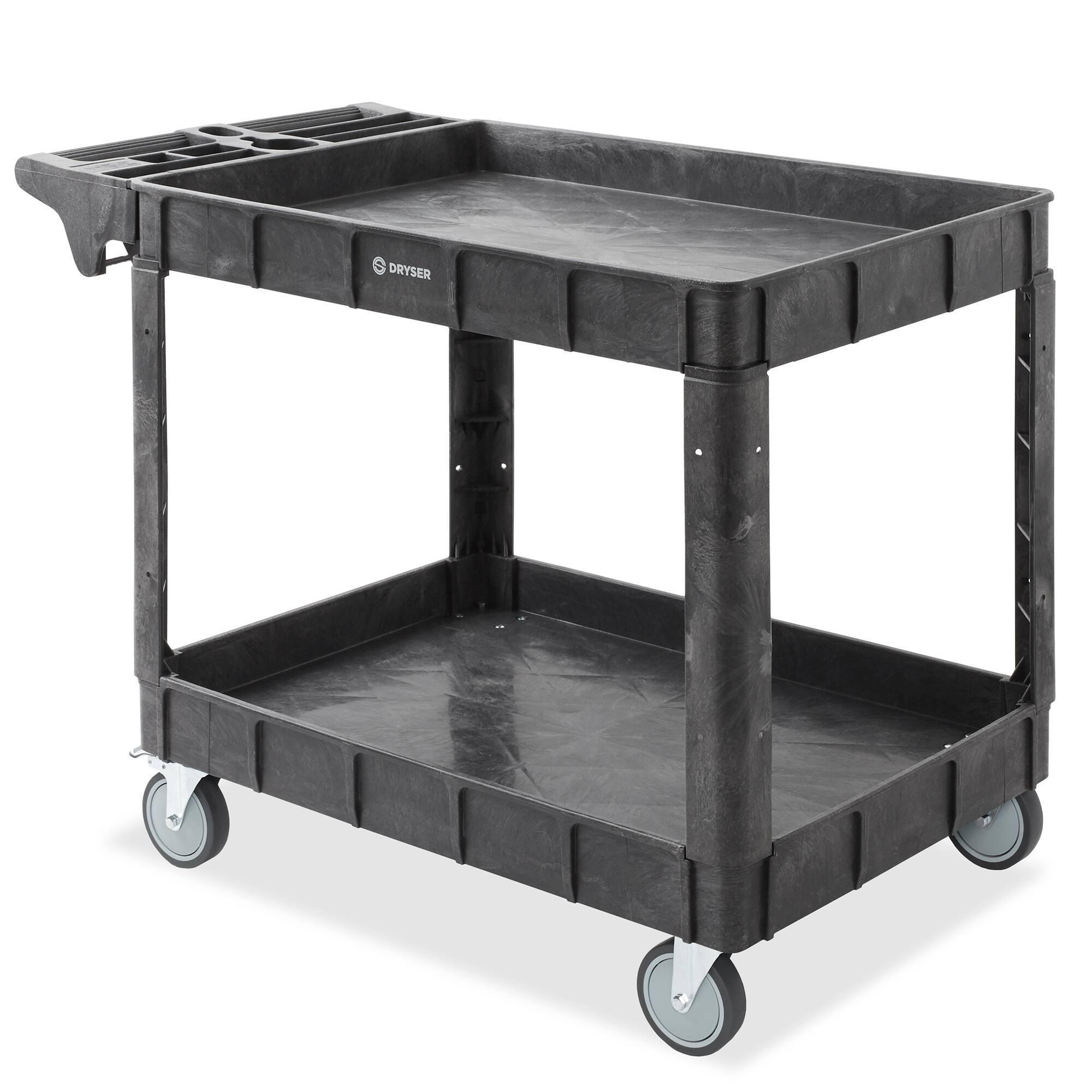 Front. Dryser - Utility Service Cart with Tiers - 550 -lb Capacity - 5-in Wheels - Black.