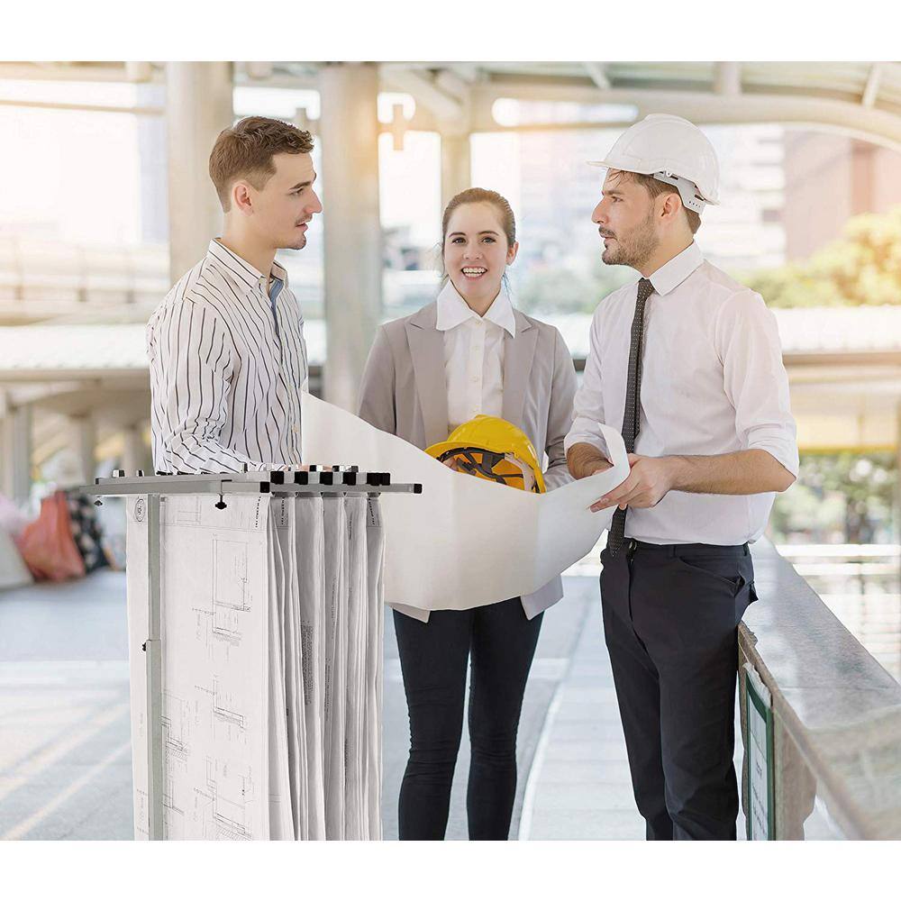 Angle. AdirOffice - Steel Portable Storage Hanging File Cart Mobile Blueprint Storage Vertical Plan Center - Gray.