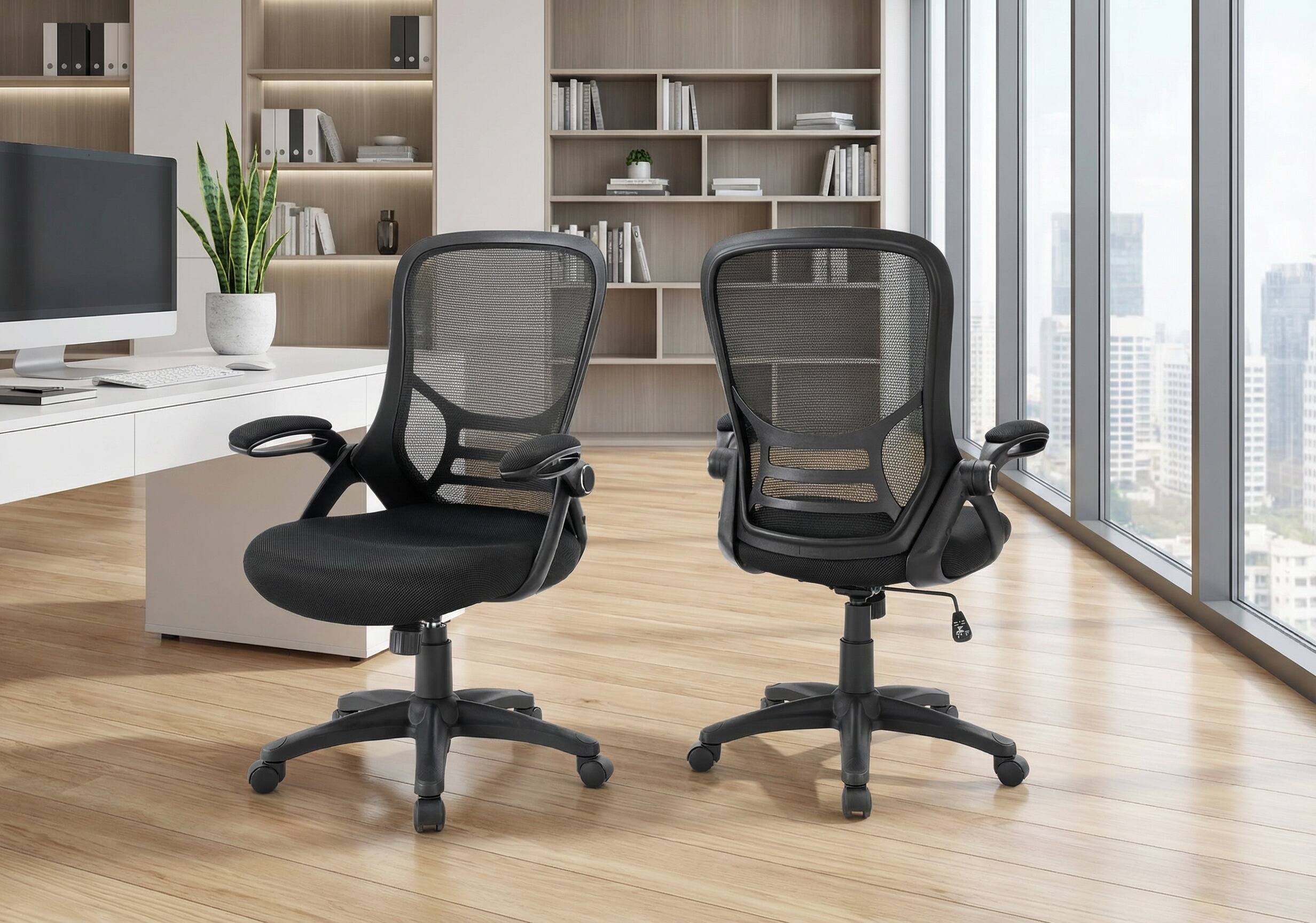 Alt View 4. Forest'nSky - Ergonomic Mesh Office Chair with Adjustable Height & Armrests - Modern Swivel Chair, Black Mesh & Metal Design - Black.