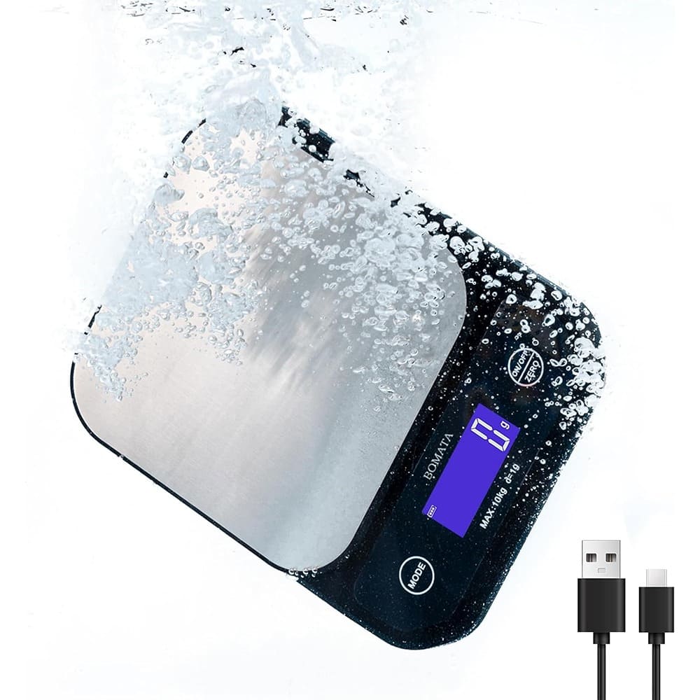 ACJPR - Food Scale – 22lb IPX7 Waterproof USB Rechargeable, 1g Precision, Stainless Steel