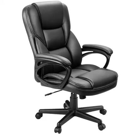 Front. Platinum-Level - Big and Tall Ergonomically Designed Leather Executive Chair with Swivel - Black.
