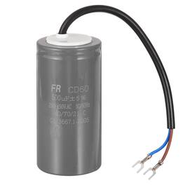 Unique Bargains - CD60 Run Capacitor 500uF 450V 5% Motor Starting with 2 Wires for Air Compressor Washing Machine - Gray