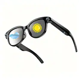 PRIMEPLUS - AI Smart Translation Glasses with Photochromic Lenses, HD Camera, Wireless Calling & Voice Assistant - Black-8MP