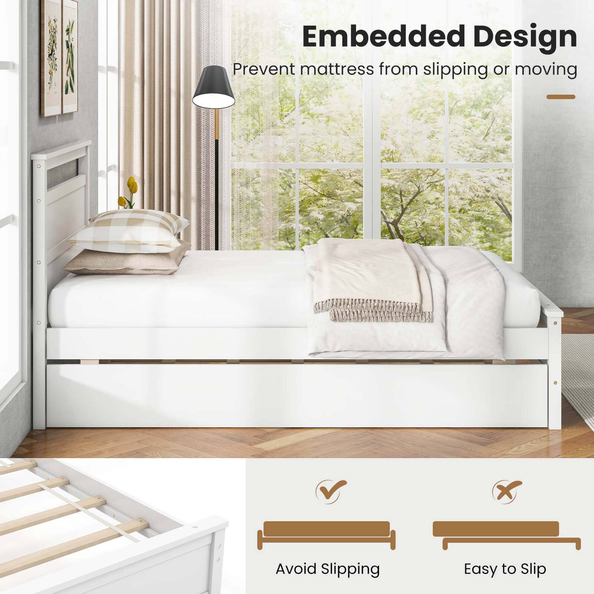 Embedded Design Prevent mattress from slipping or moving. Avoid Slipping. Easy to Slip.