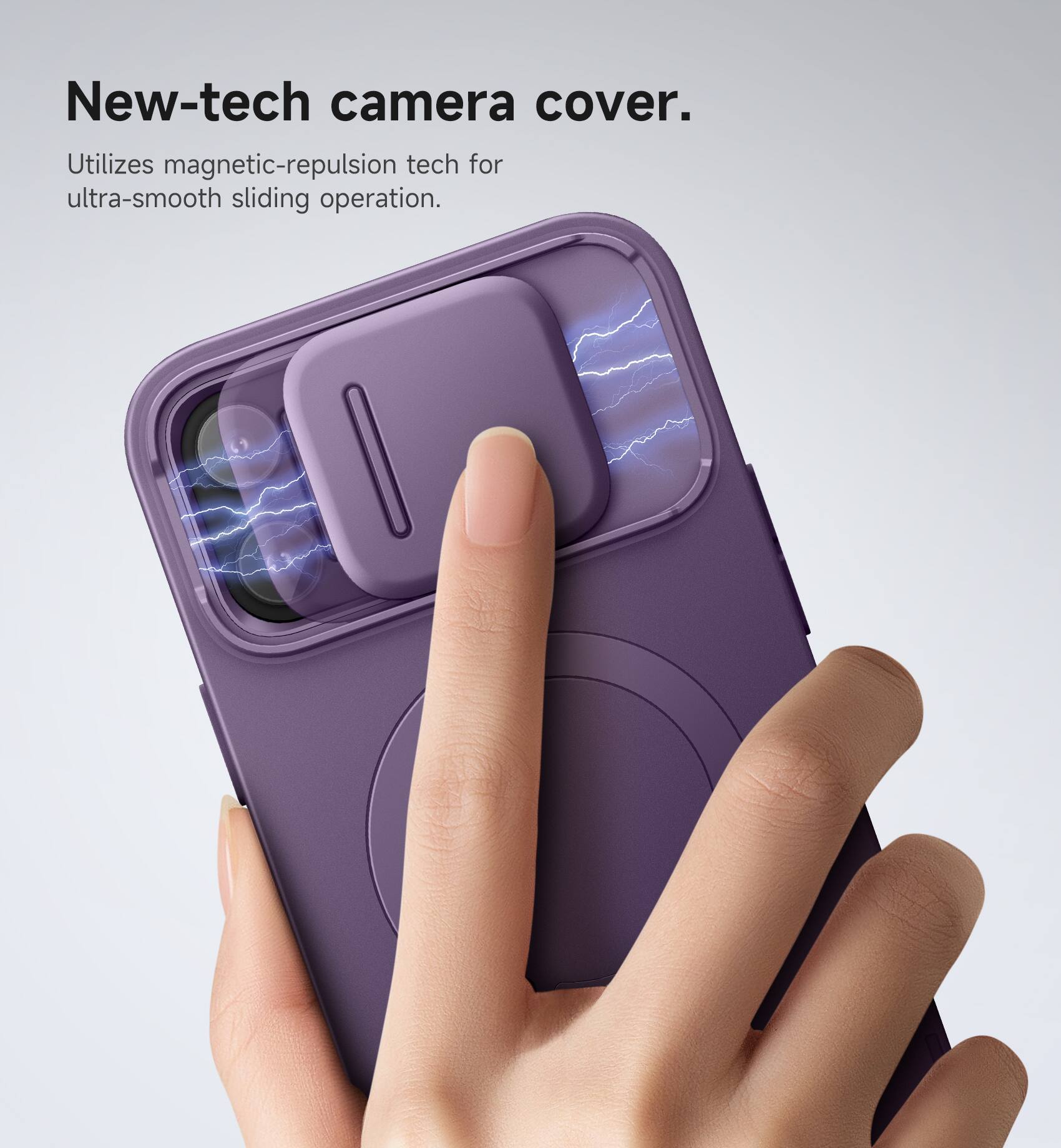 New-tech camera cover.  
Utilizes magnetic-repulsion tech for ultra-smooth sliding operation.