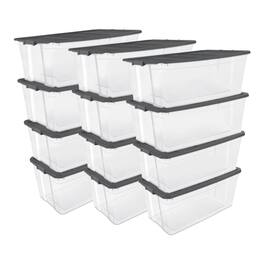 Sterilite - 200 Qt Clear Stackable Latching Storage Box Container, Grey, 12 Pack