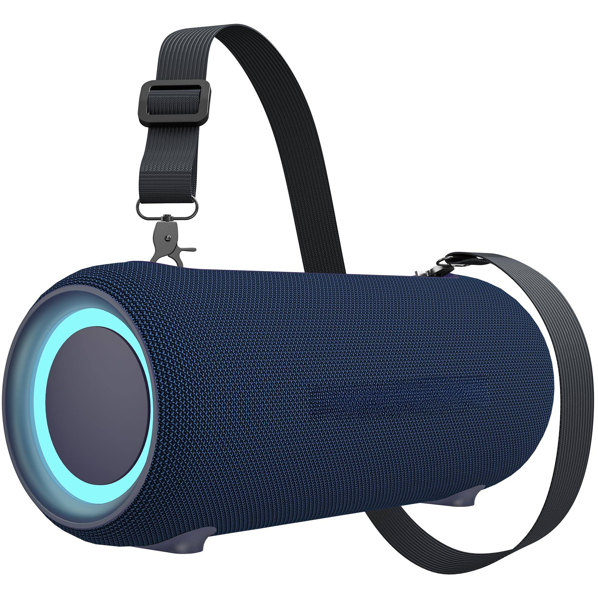 Front. TECH SAFARI - Portable Speakers Loud Stereo Sound Passive Radiators deep Bass All Day Playtime Adjustable Strap Bt5 3 Ipx - Blue.