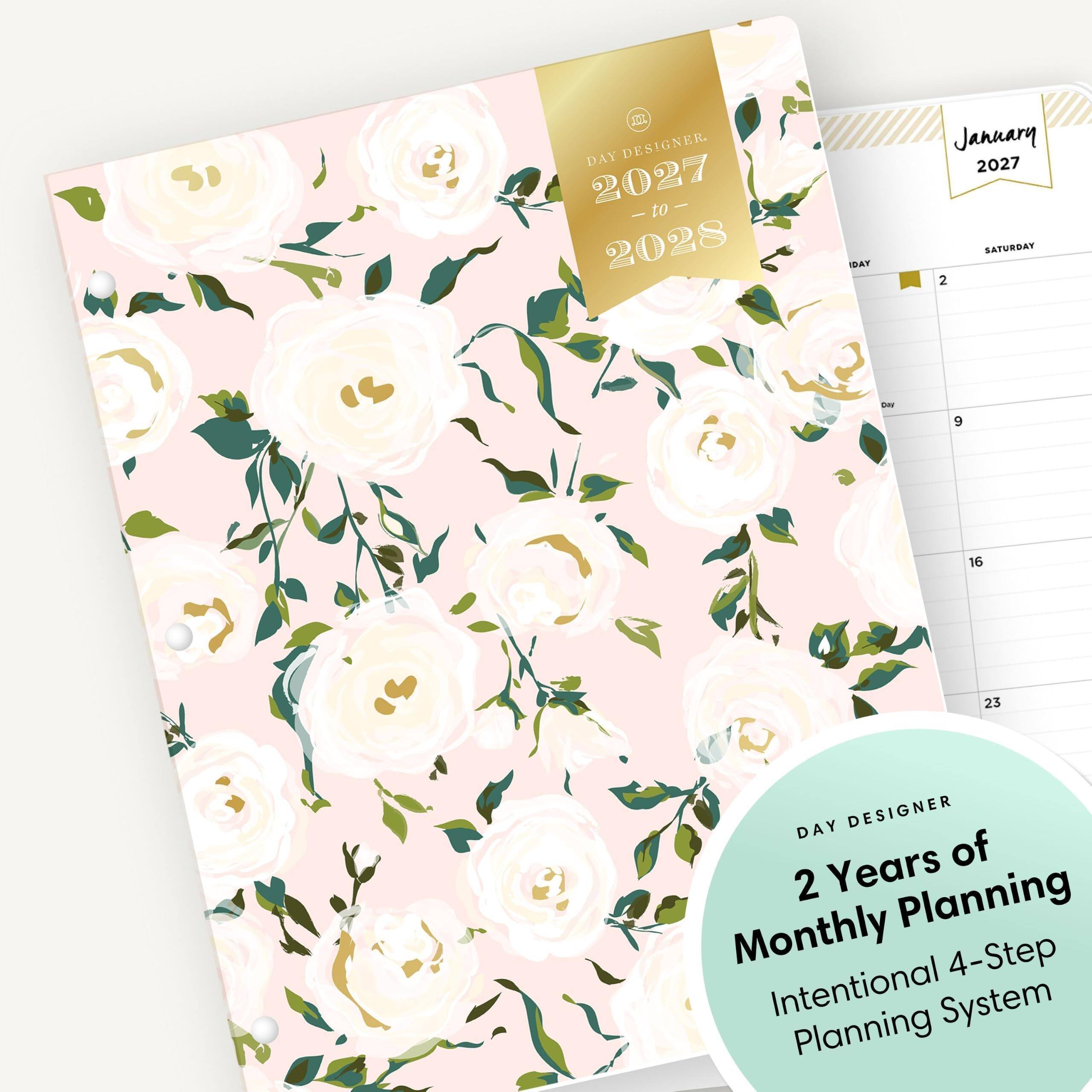 DAY DESIGNER  
2027 - to - 2028  

January 2027  
SATURDAY 2  
9  
16  
23  

DAY DESIGNER  
2 Years of Monthly Planning  
Intentional 4-Step Planning System